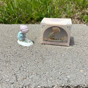 Precious Moments February Miniature Monthly Figurine Girl w Bonnet Snow Vintage